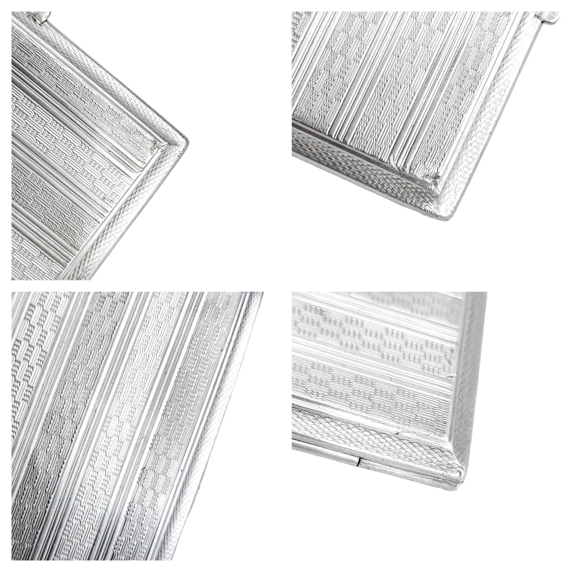 Art Deco sterling silver engine-turned square cigarette / card case