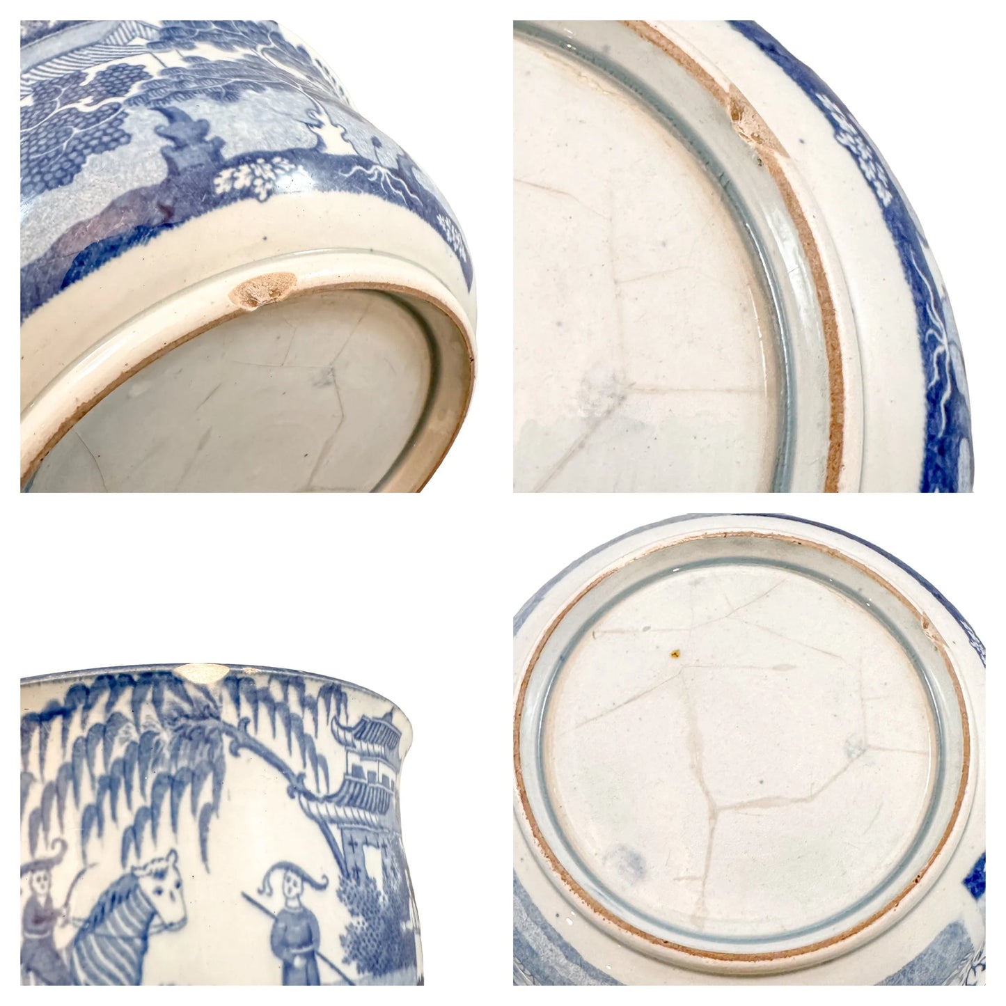 Georgian Chinoiserie Royal Staffordshire John Rogers  "Zebra" blue transferware fruit bowl