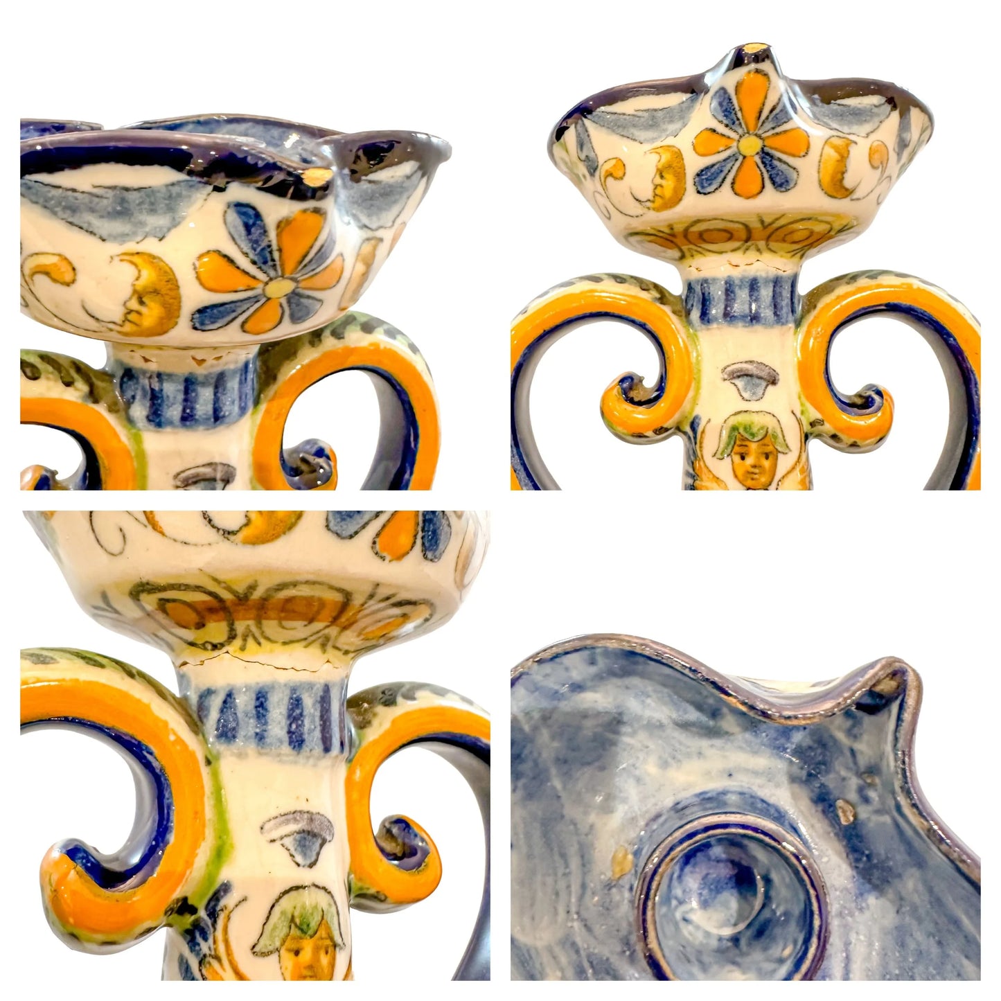Late 19th century French Renaissance Revival faience candlestick