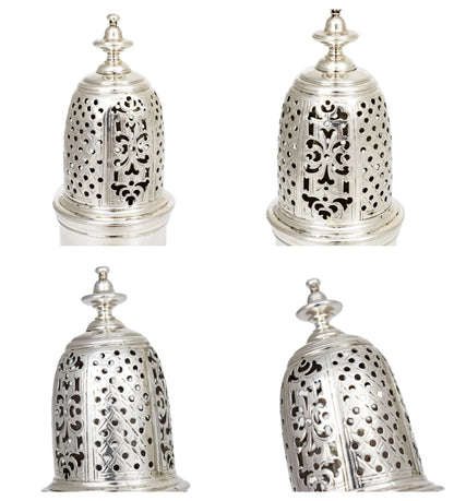 George II large sterling silver pepper pot / sugar sifter, Samuel Wood, 1740
