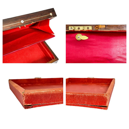 Victorian rosewood jewellery case/ lady's work box inlaid with mother-of-pearl