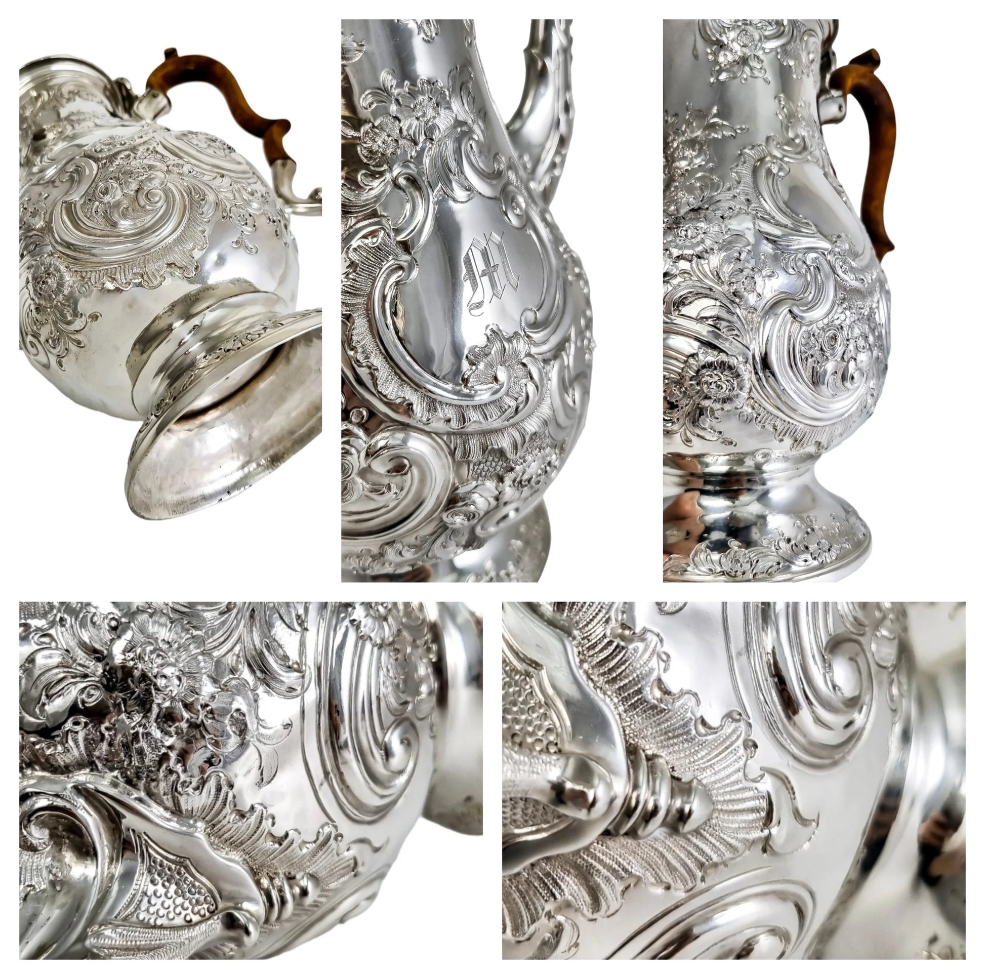 George III sterling silver pear-shaped Rococo coffeepot, 1767