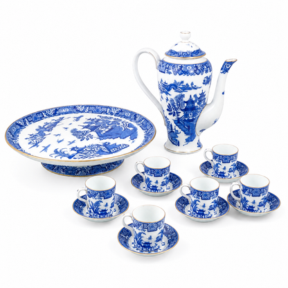 1917 Royal Worcester Blue Willow coffee service