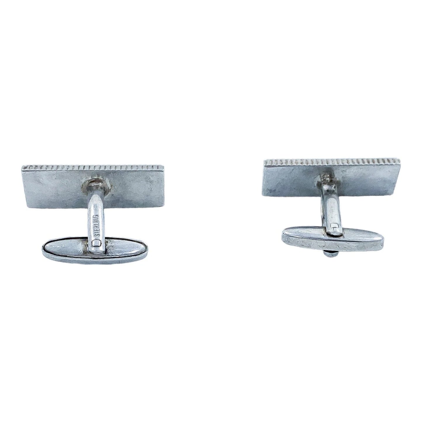Two pairs of vintage gentlemen's sterling silver cufflinks, pink gold and “Groom” set