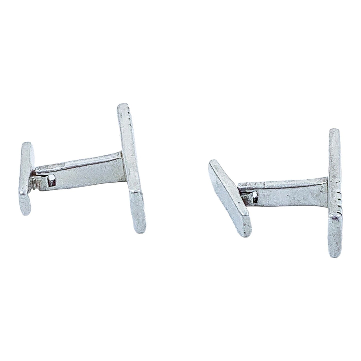 Two pairs of vintage gentlemen's sterling silver cufflinks, pink gold and “Groom” set
