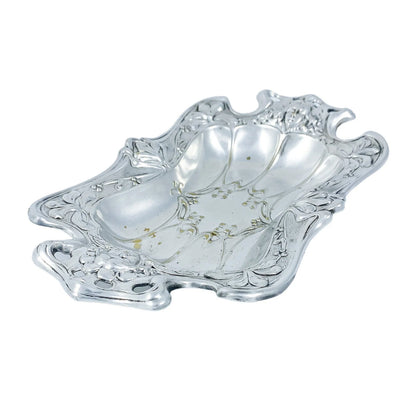 1890’s Art Nouveau oblong trinket dish embossed with foliage and women's faces