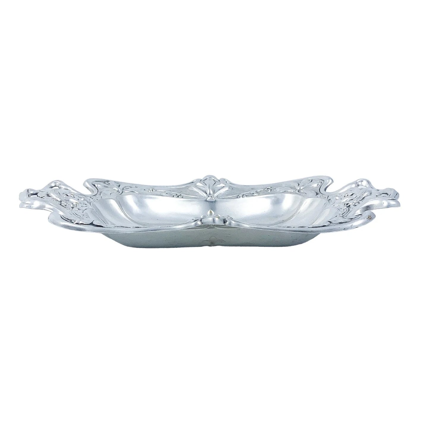 1890’s Art Nouveau oblong trinket dish embossed with foliage and women's faces