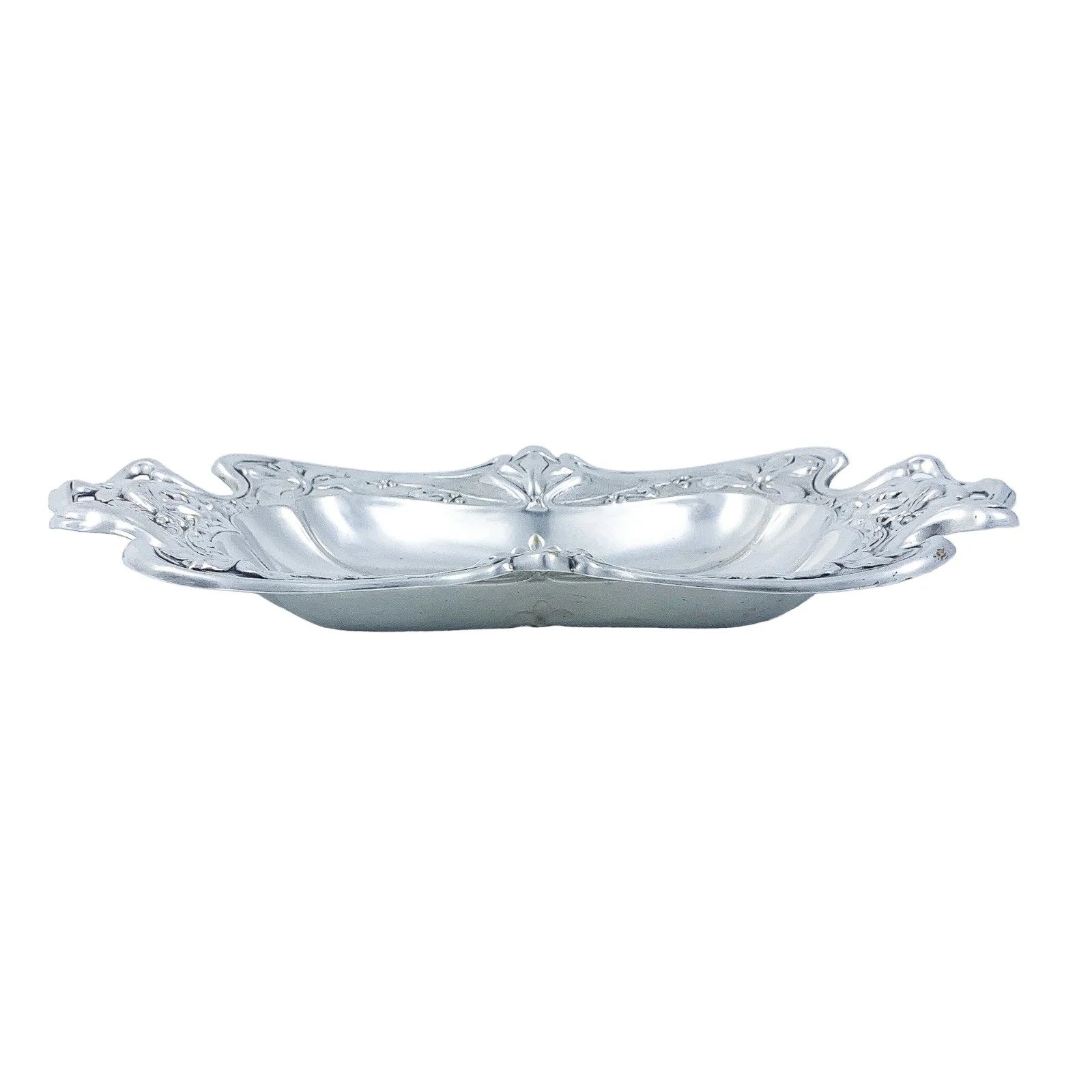 1890’s Art Nouveau oblong trinket dish embossed with foliage and women's faces
