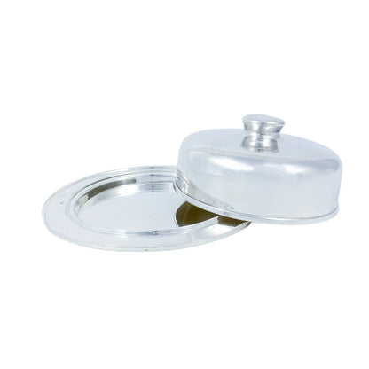 Art Deco silver plated large cheese / butter dish with domed lid
