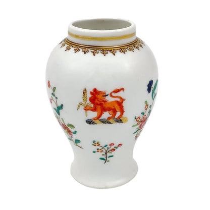 19th century Edmé Samson armorial porcelain baluster vase with lion crest in Chinese export style
