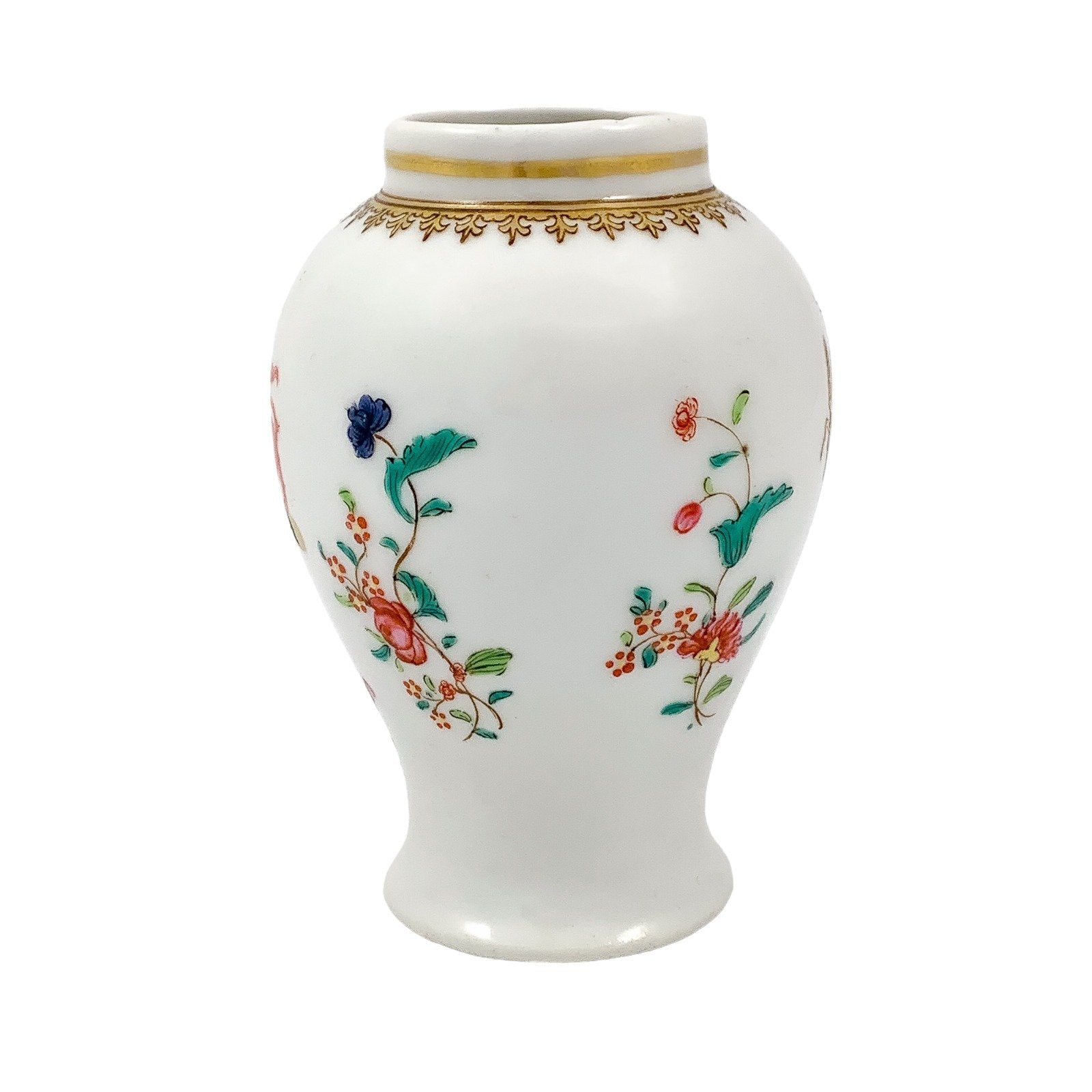 19th century Edmé Samson armorial porcelain baluster vase with lion crest in Chinese export style