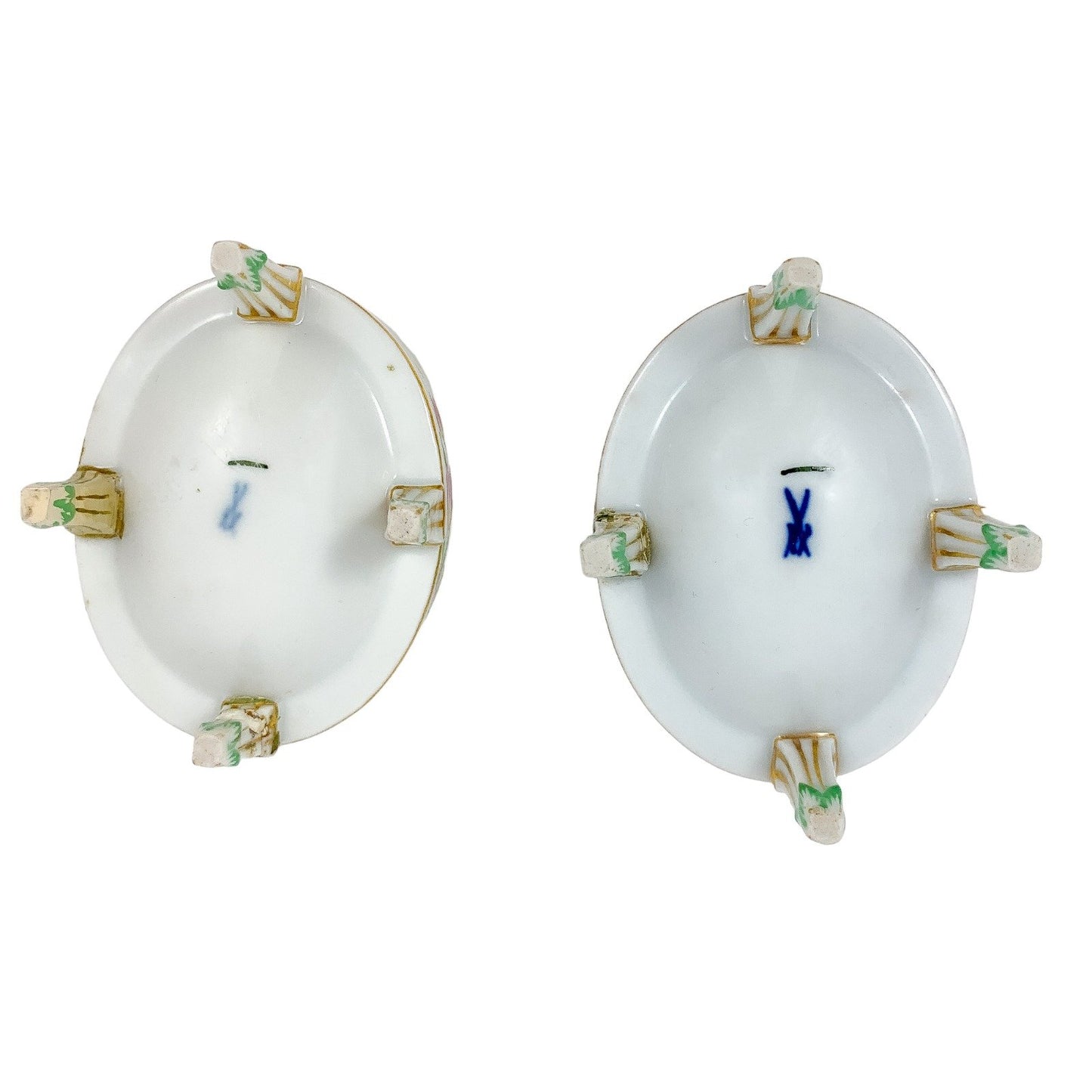 Pair of porcelain 19th Century Meissen oval table salt boats