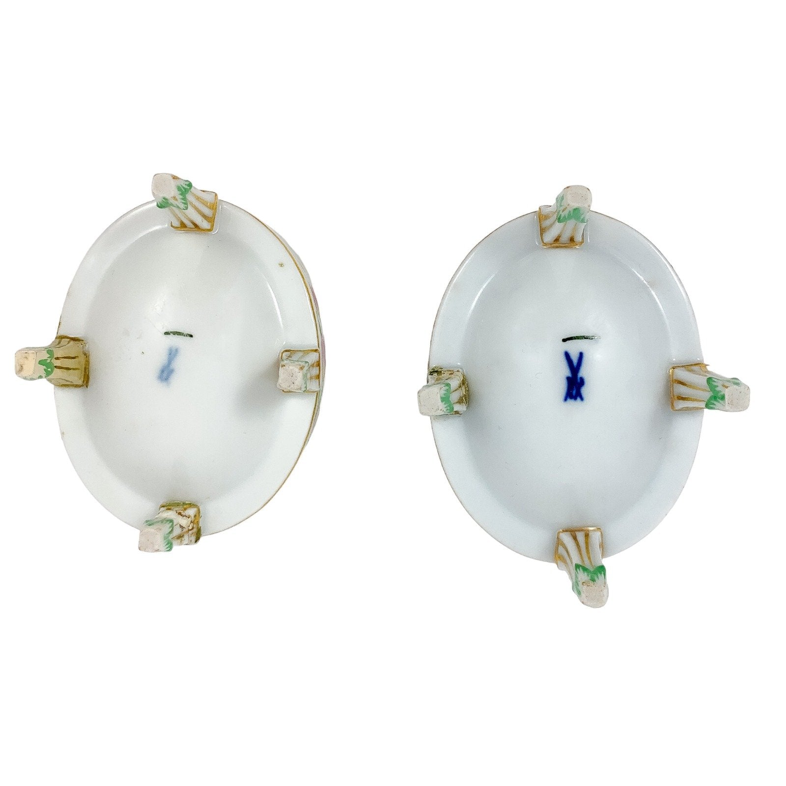 Pair of porcelain 19th Century Meissen oval table salt boats
