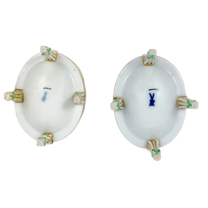 Pair of porcelain 19th Century Meissen oval table salt boats
