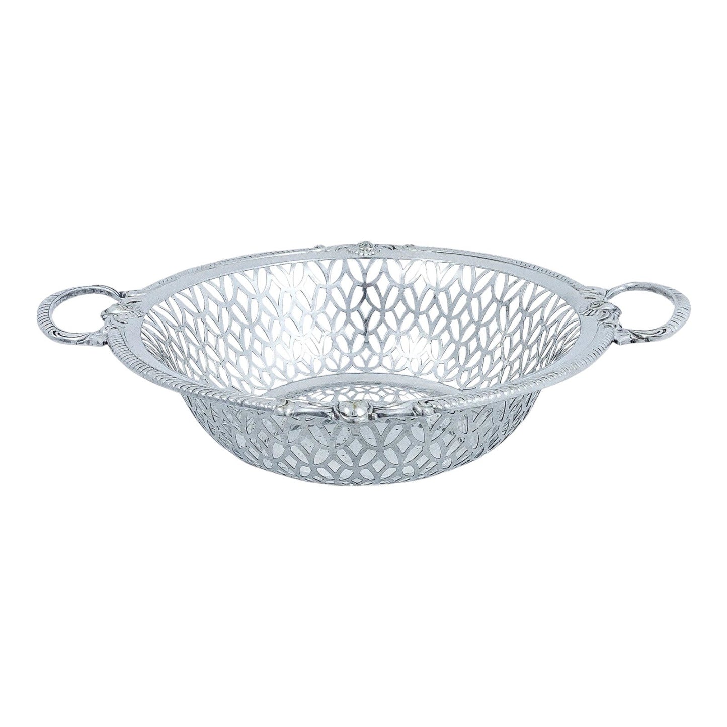 WMF Jugendstil silver plated two-handled pierced fruit basket, embossed with roses
