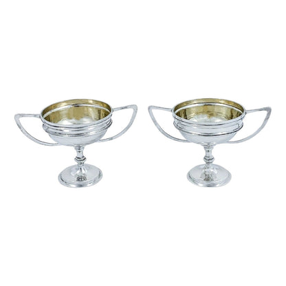Wang Hing Chinese export gilded solid silver salt cellars / miniature trophy cups
