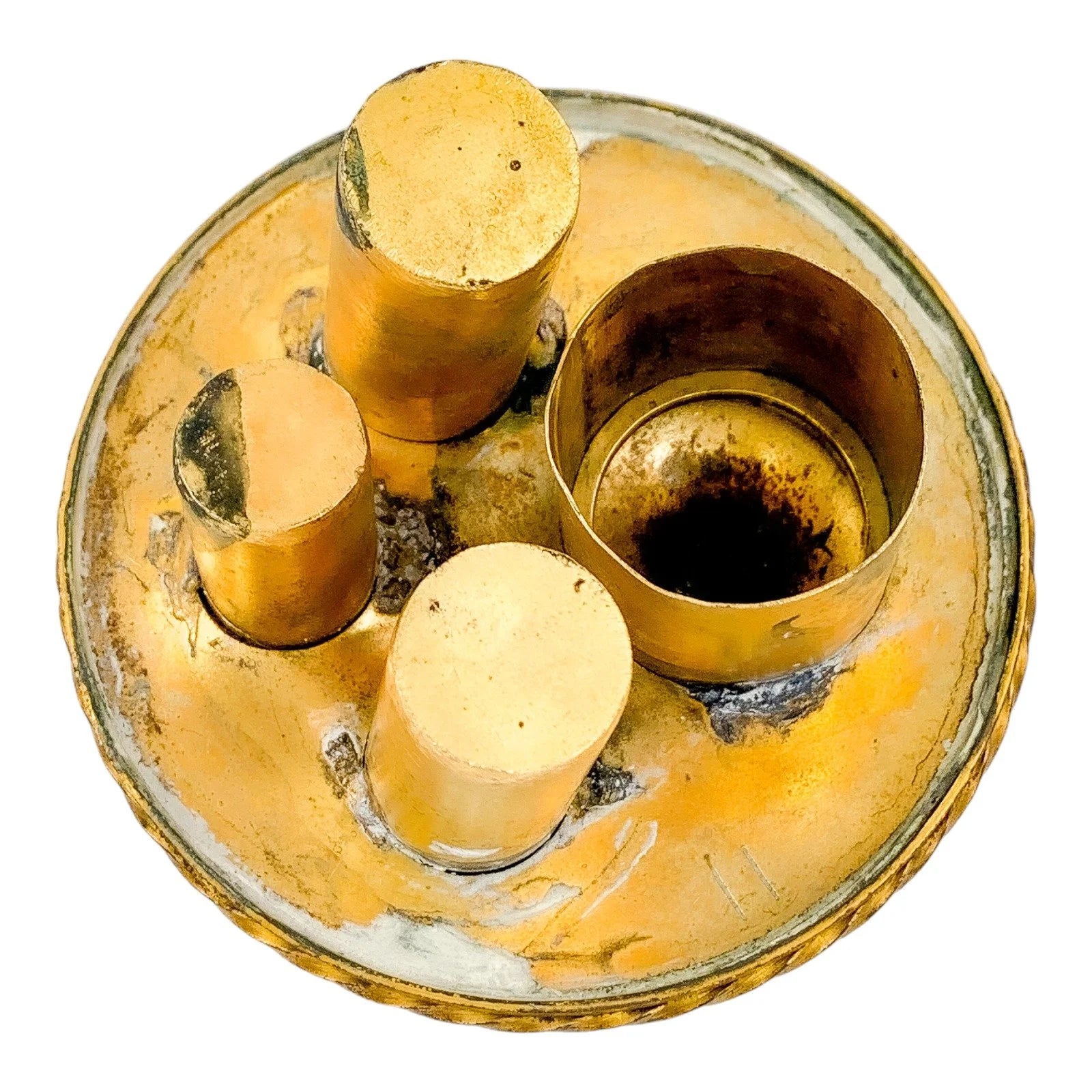 Edme Samson Paris porcelain yellow inkwell and penholder with gilt bronze top, Chinese export style