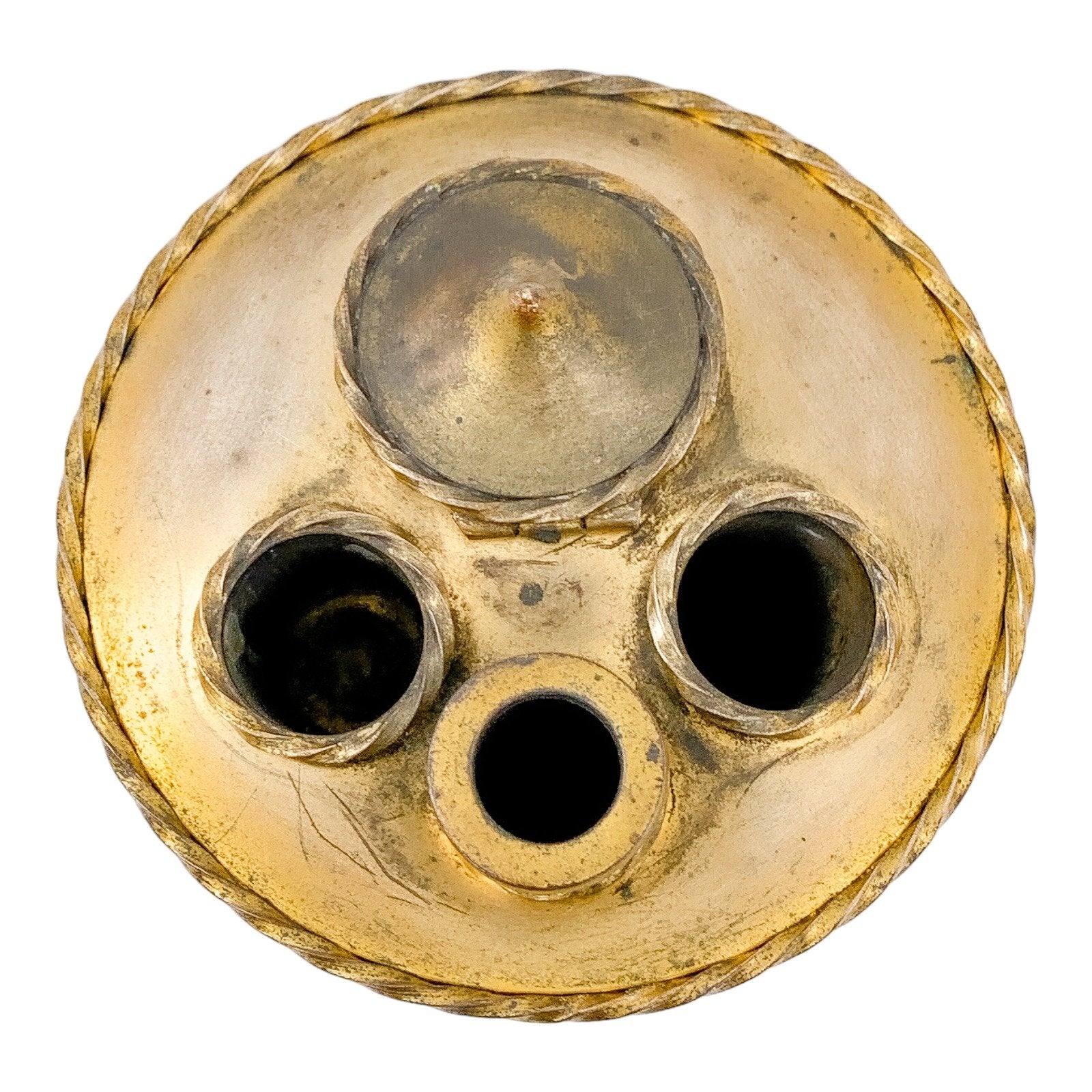 Edme Samson Paris porcelain yellow inkwell and penholder with gilt bronze top, Chinese export style