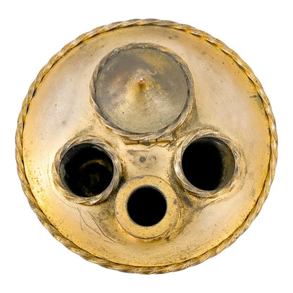 Edme Samson Paris porcelain yellow inkwell and penholder with gilt bronze top, Chinese export style