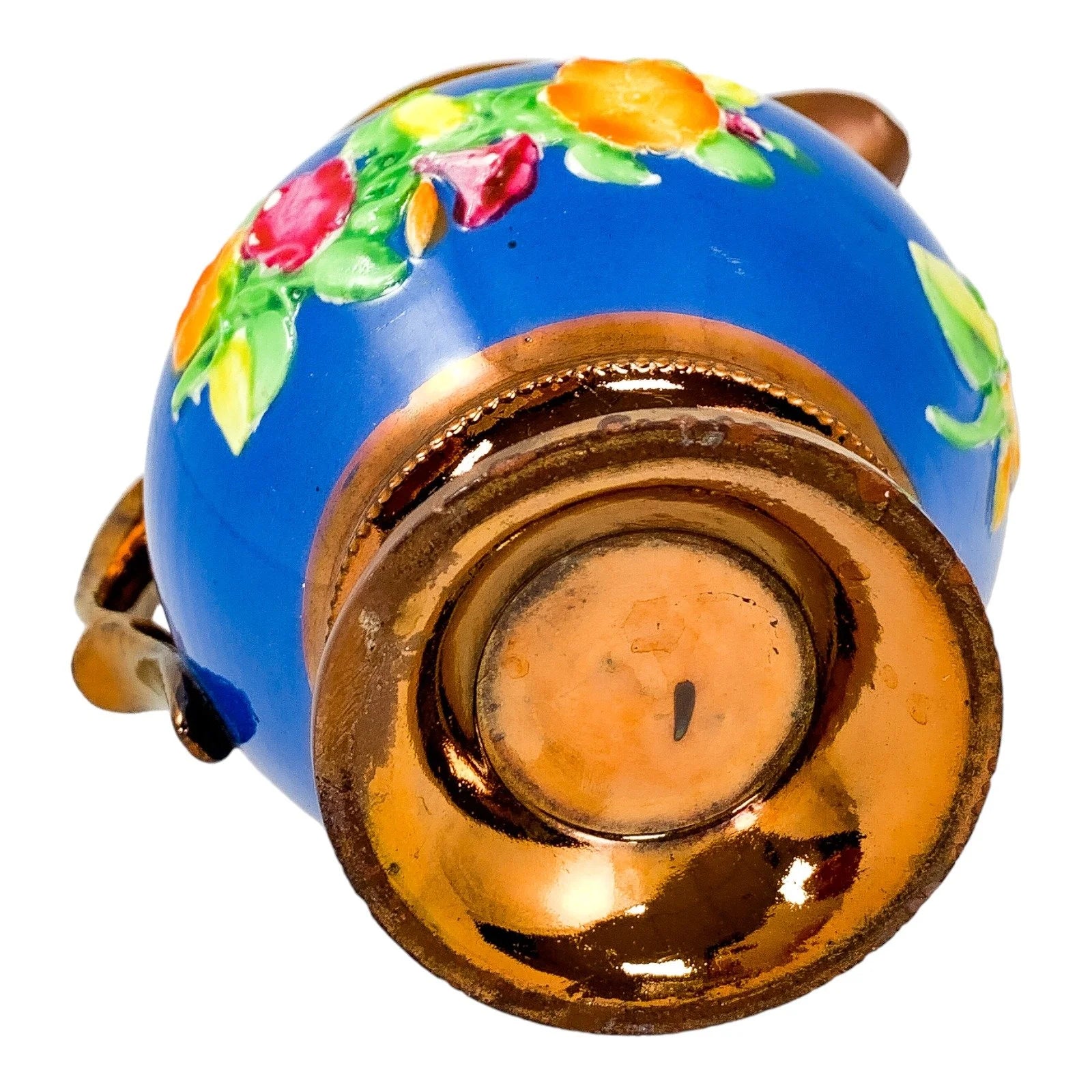 1840’s pottery copper lustreware small wine jug with Bacchus mask and floral sprays