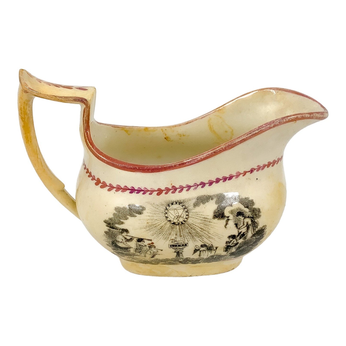 Georgian Princess Charlotte Royal commemorative Staffordshire lustre pottery jug/creamer