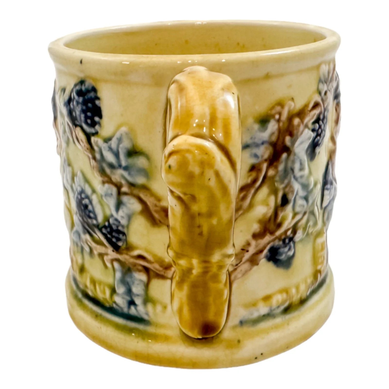 Victorian Sunderland two-handled loving cup, frog mug with "Jolly Topers" design