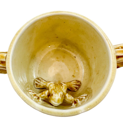 Victorian Sunderland two-handled loving cup, frog mug with "Jolly Topers" design