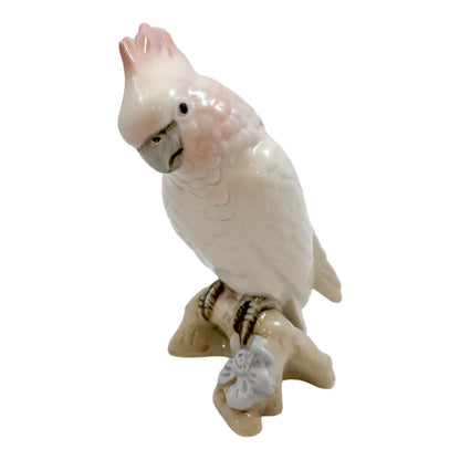 Vintage Royal Dux porcelain figurine of cockatoo parrot on branch