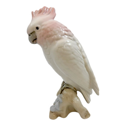 Vintage Royal Dux porcelain figurine of cockatoo parrot on branch