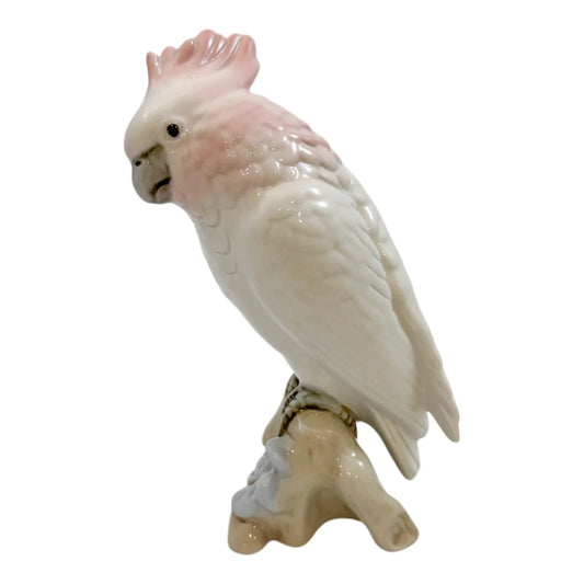 Vintage Royal Dux porcelain figurine of cockatoo parrot on branch