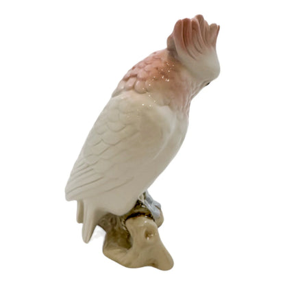 Vintage Royal Dux porcelain figurine of cockatoo parrot on branch