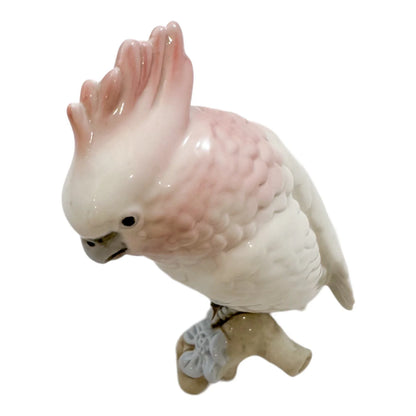 Vintage Royal Dux porcelain figurine of cockatoo parrot on branch