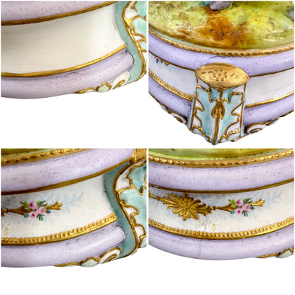 Rare monumental Vion & Baury French bisque porcelain figures 60 cm, Rococo Revival pastoral scene c.1870