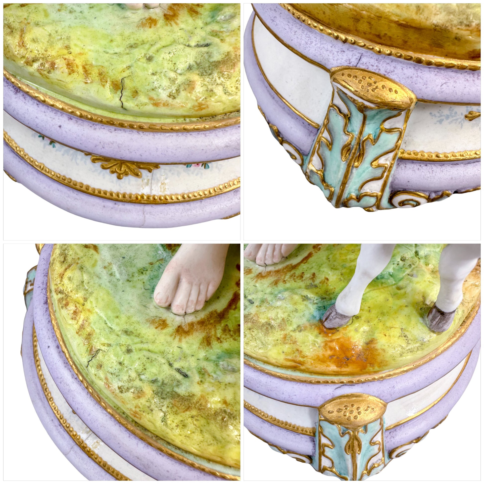 Rare monumental Vion & Baury French bisque porcelain figures 60 cm, Rococo Revival pastoral scene c.1870