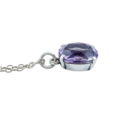 Vintage oval-cut amethyst drop necklace in sterling silver, ideal for Aquarius or Pisces