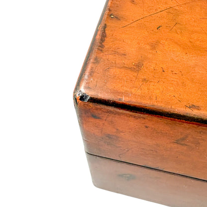 Victorian burr walnut fitted vanity box with secret mirror and drawer