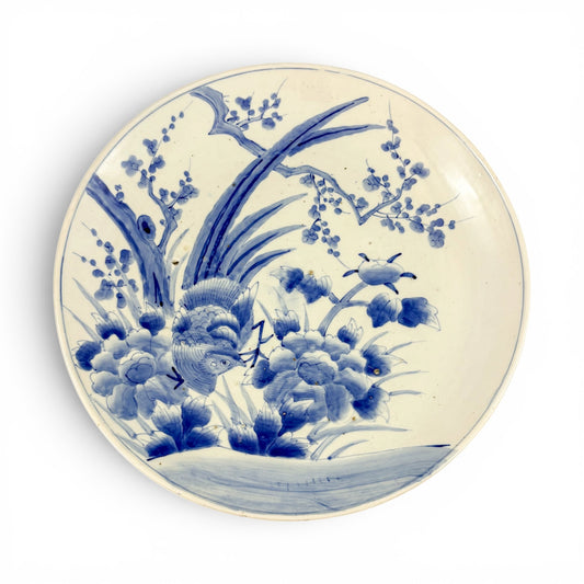 Meiji period Arita blue and white charger with pheasant
