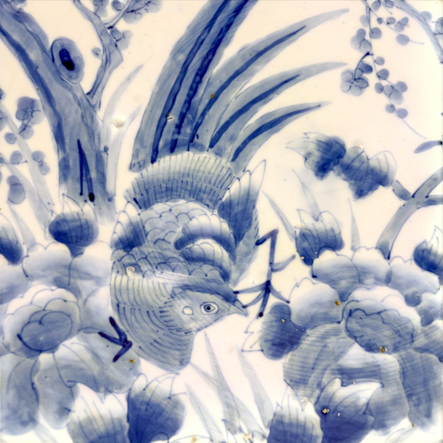 Meiji period Arita blue and white charger with pheasant