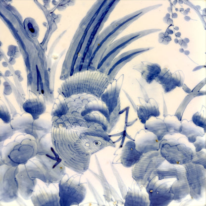 Meiji period Arita blue and white charger with pheasant