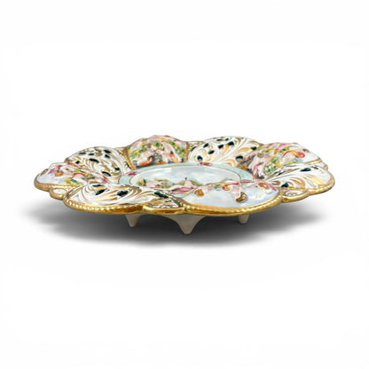 Capodimonte pierced porcelain dish, mythological scenes