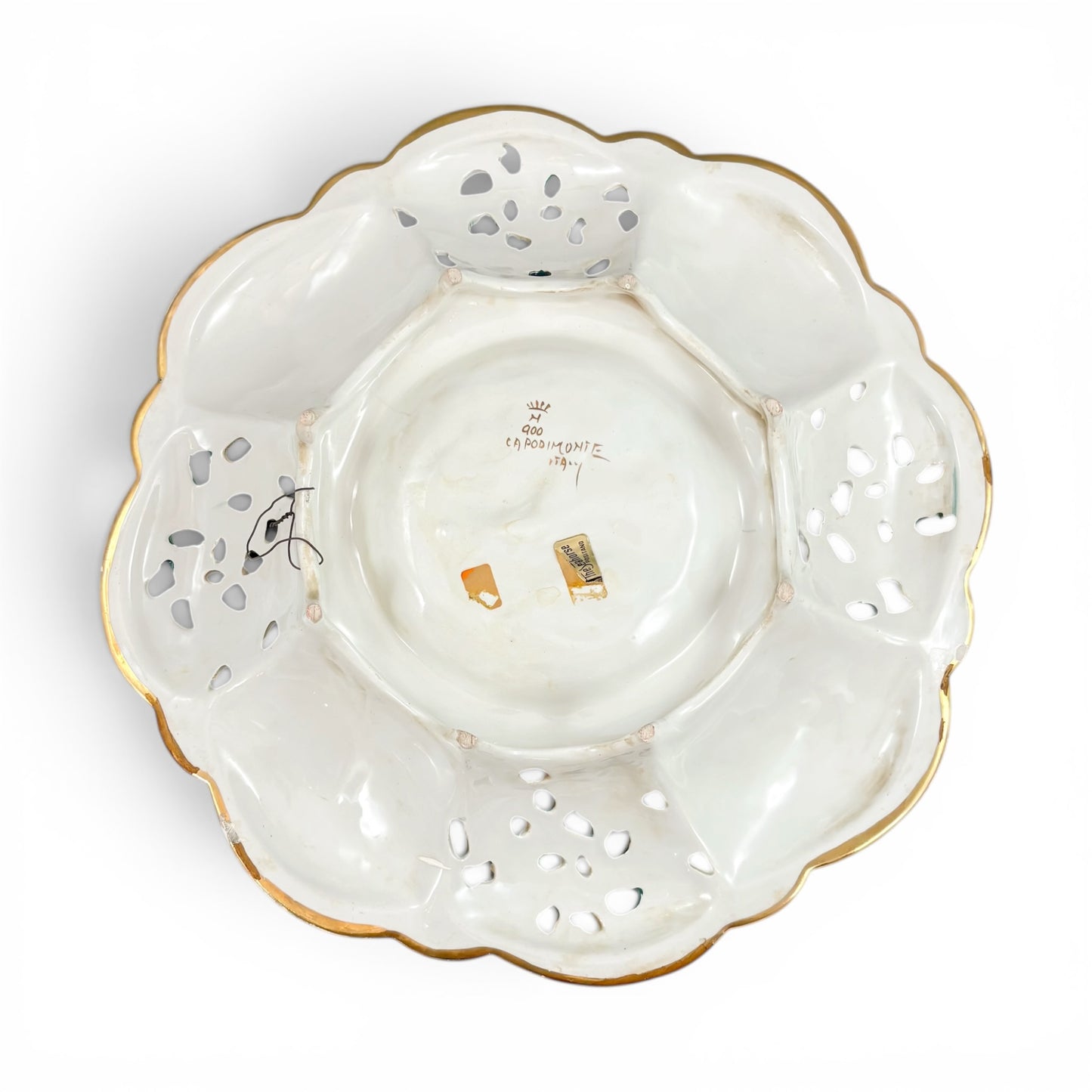 Capodimonte pierced porcelain dish, mythological scenes