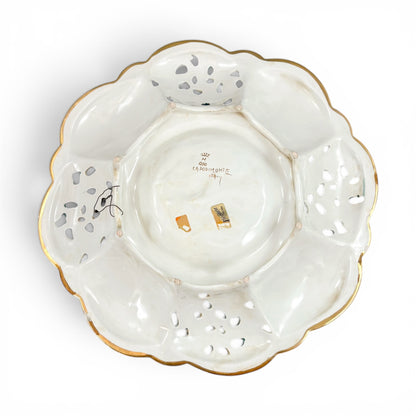 Capodimonte pierced porcelain dish, mythological scenes