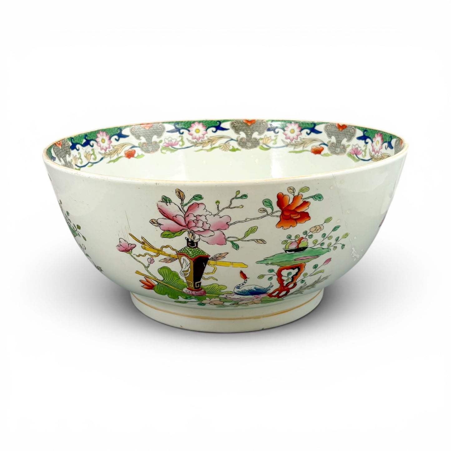 Masons ironstone punch bowl, circa 1815-1840, Grasshopper