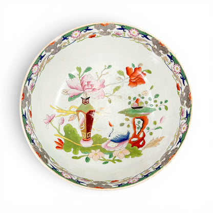 Masons ironstone punch bowl, circa 1815-1840, Grasshopper