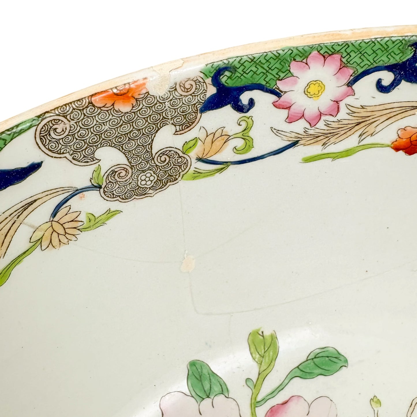 Masons ironstone punch bowl, circa 1815-1840, Grasshopper