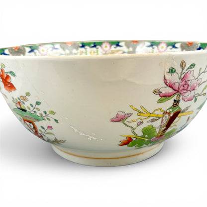 Masons ironstone punch bowl, circa 1815-1840, Grasshopper
