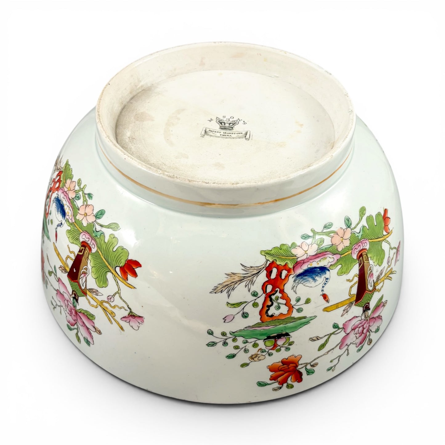 Masons ironstone punch bowl, circa 1815-1840, Grasshopper