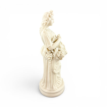 Large Victorian Parian ware Bacchante figure with basket of grapes, c.1860