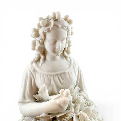 Large Victorian Parian ware Bacchante figure with basket of grapes, c.1860