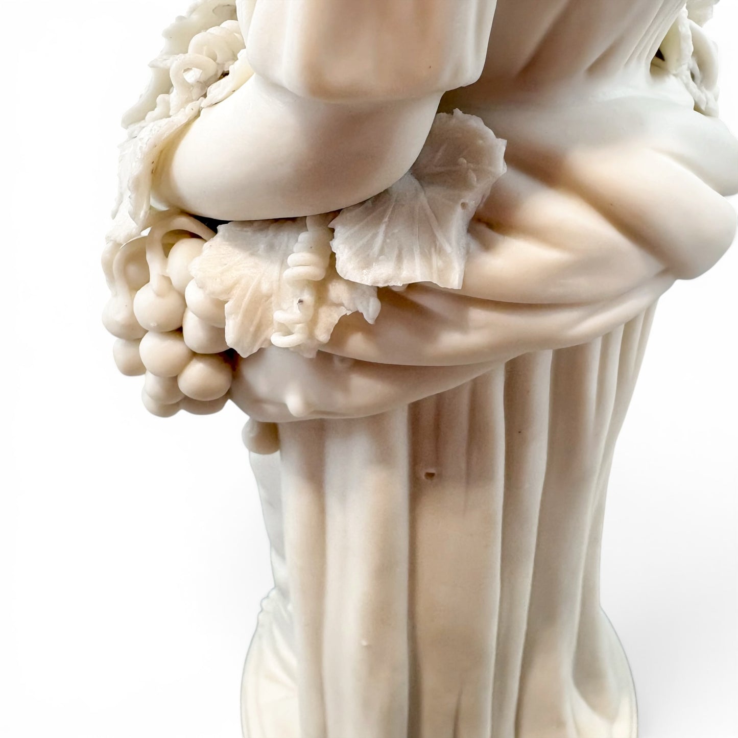 Large Victorian Parian ware Bacchante figure with basket of grapes, c.1860